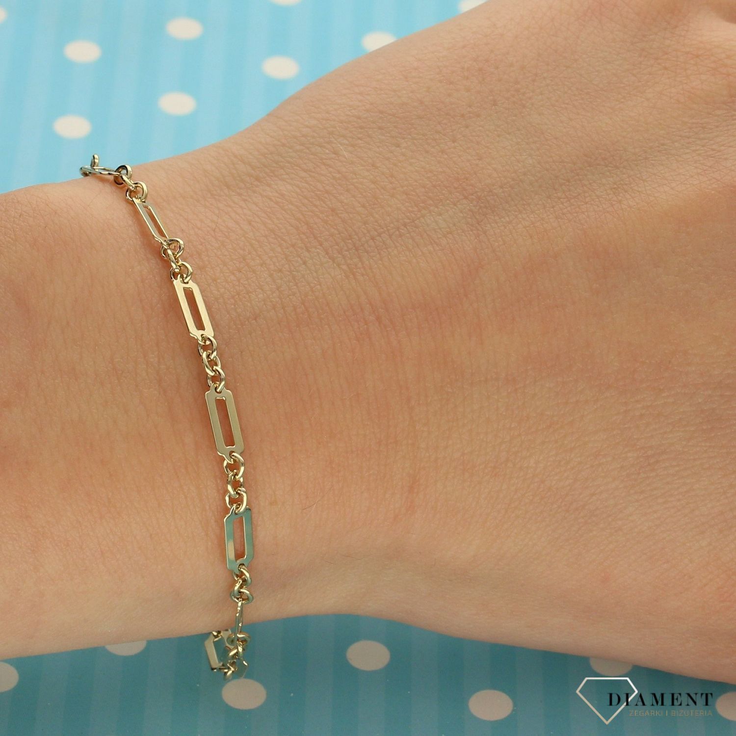 Złota bransoletka damska 333 'gładkie prostokąty' BR 5153 (1).jpg